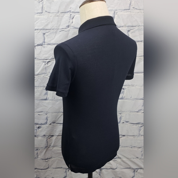 Burberry Men's Polo Shirt Navy Fine Mesh Gold Metal Equestrian Knight XS - Picture 9 of 16